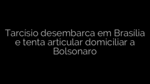 ​Tarcísio desembarca em Brasília e tenta articular domiciliar a Bolsonaro 